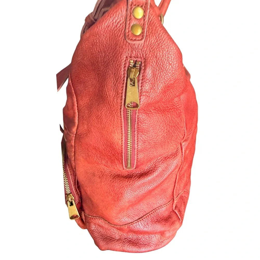 Liebeskind Berlin Anny Fire Red Leather Multi Pocket Satchel Crossbody Bag y2k